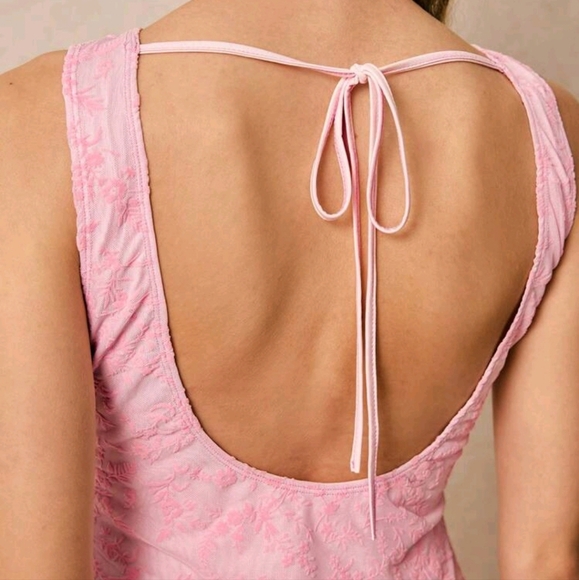 Stylish Pink Backless Mini Dress With Adjustable Tie - Flirty And Fun - Picture 4 of 4